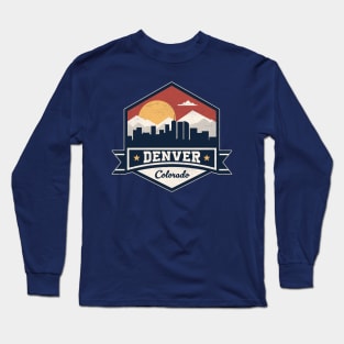 Denver Colorado Skyline Silhouette - The Mile High City Long Sleeve T-Shirt